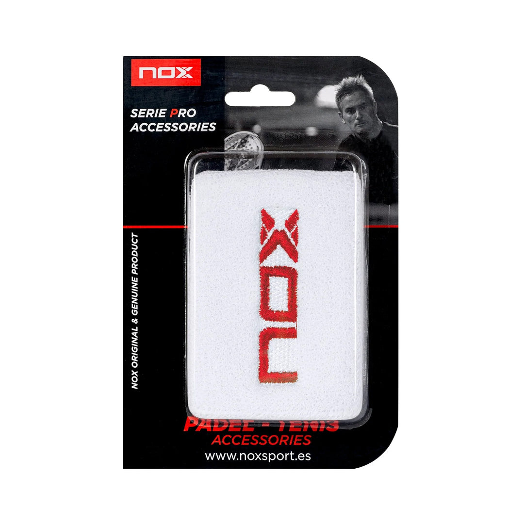 Muñequera NOX Blanca Logo Rojo