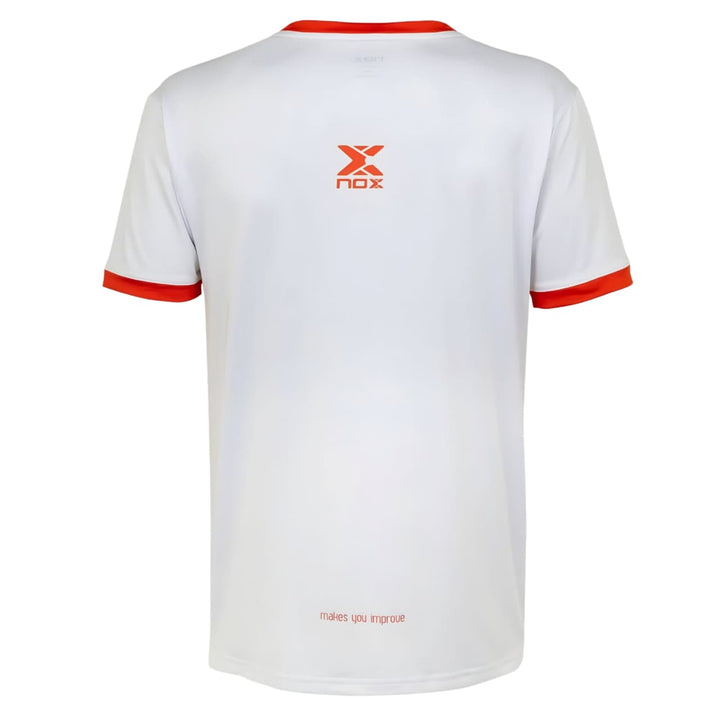 Polera Nox Team Blanca Logo Rojo